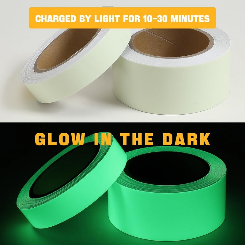 Anda Glow High Brightness Glow in The Dark Tape for Safety Marking, Art Craft DIY, Christmas Deco and Party Accessories. Non-Toxic Adhesive, Waterproof Rechargeable Luminous Tape (1 in X 30 ft) - Image 2